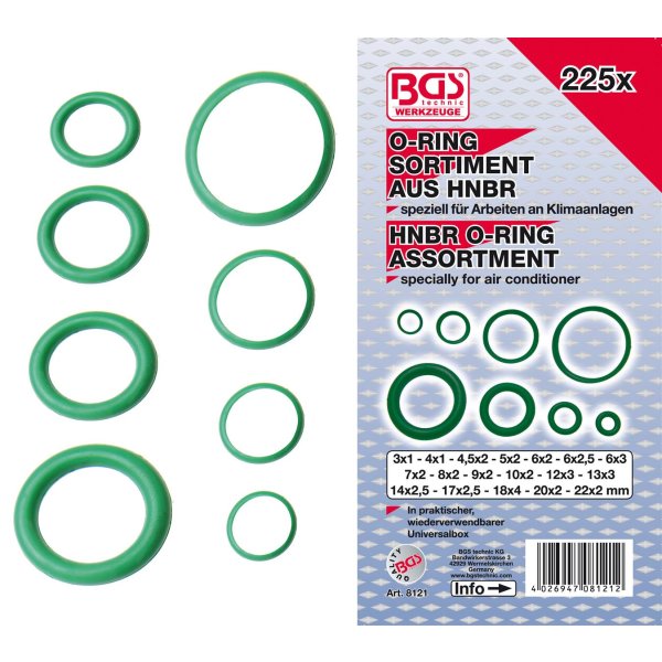 O-Ring-Sortiment | HNBR | Ø 3 - 22 mm | 225-tlg.